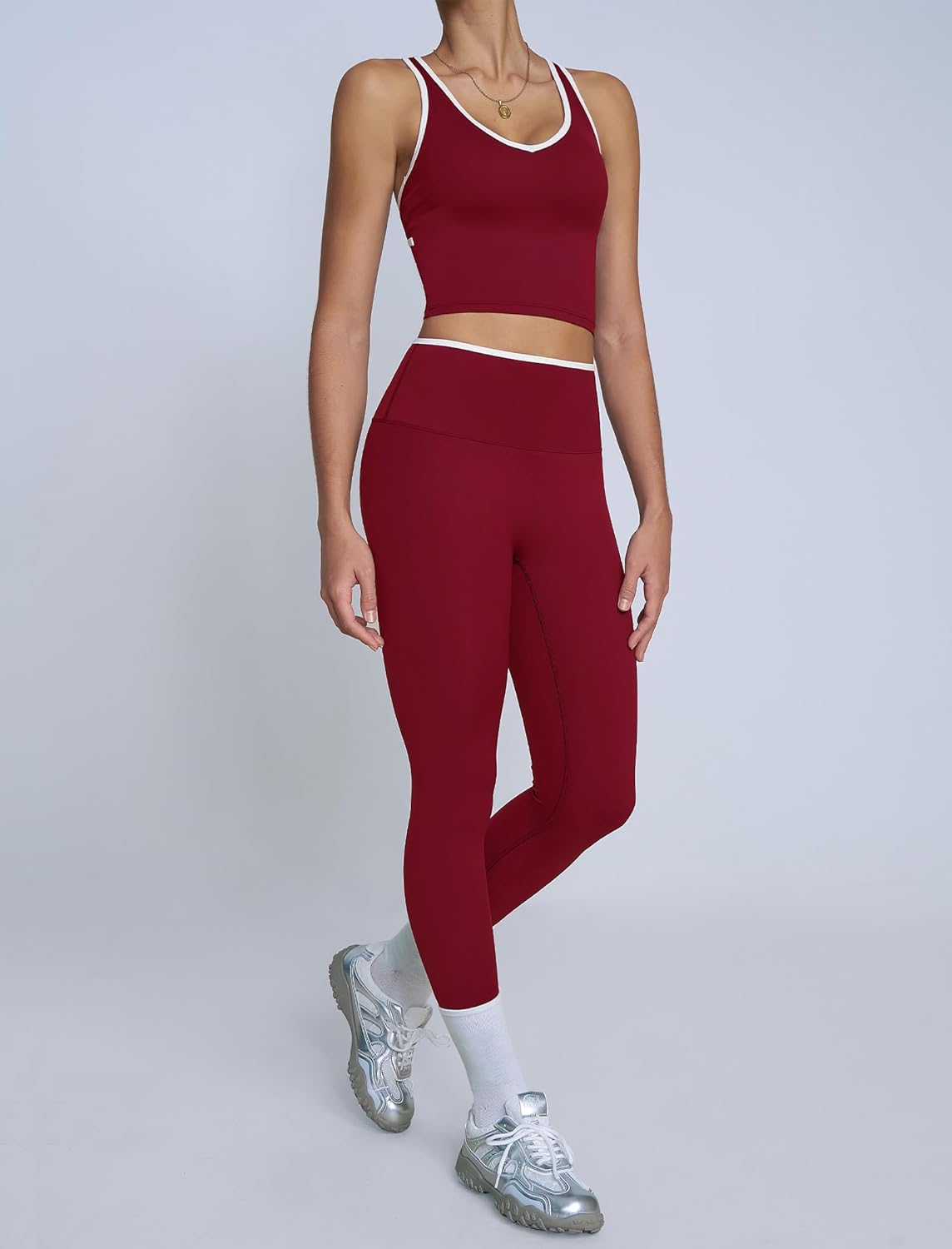 ABOCIW Womens Color Block Workout Sets Racerback Tank Top High Waist Leggings Gym Set Yoga Pilates Outfits - Image 5