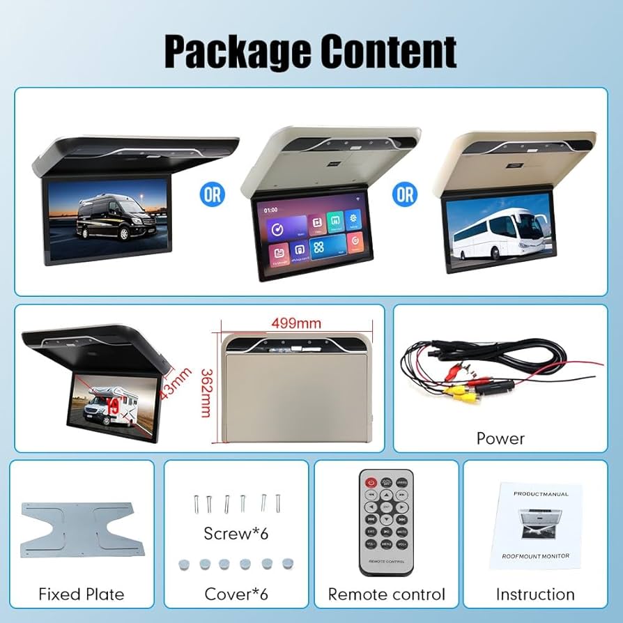 KUNFINEフリップダウンモニター 12.5インチAndroidシステムLCD KUNFINEフリップダウンモニター 12.5インチAndroidシステムLCD