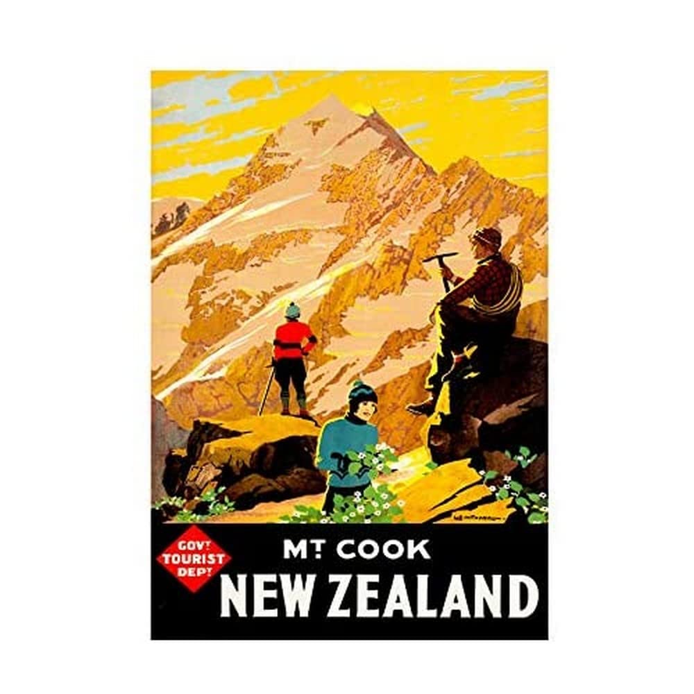 Wee Blue Coo Vintage Advert Travel New Zealand Mt Cook Wall Art Print