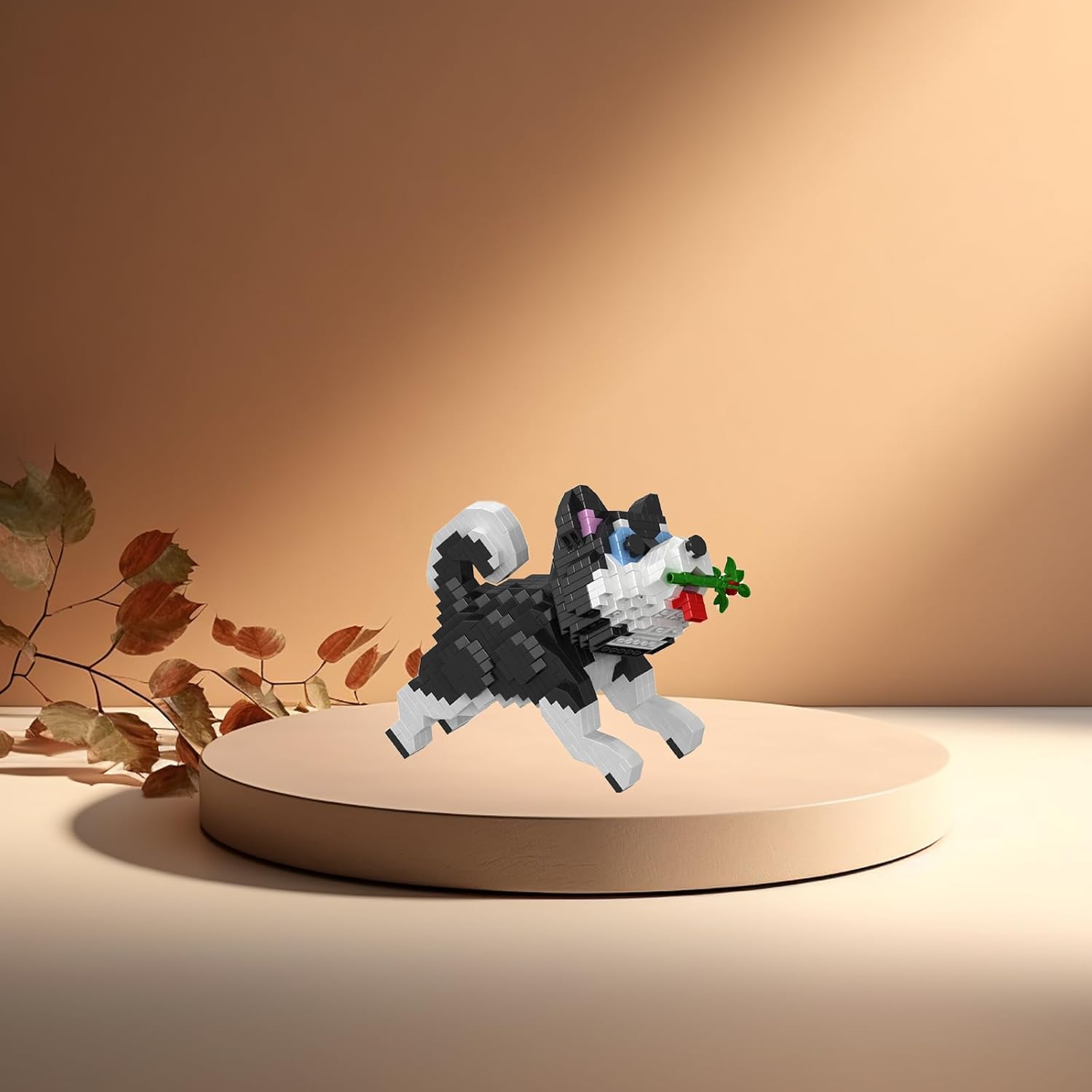 Cute Animal Building Blocks, Pet Micro Mini Building Blocks for Adults Party Favors Gift 1002 Pcs (Black Husky)