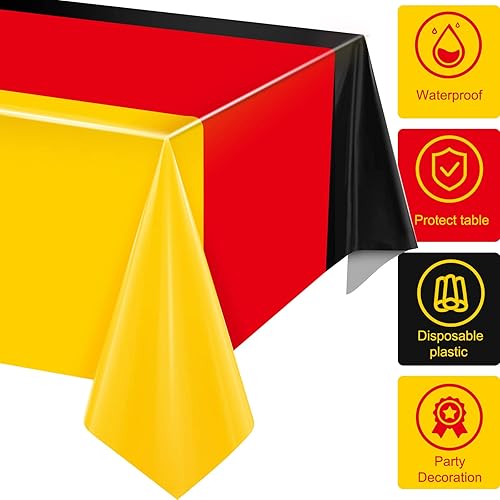 Miniatura 3 de Capoda Mantel alemán, Oktoberfest, mantel de plástico desechable para fiestas alemanas, impermeable, 54 x 108 pulgadas, mantel con bandera de