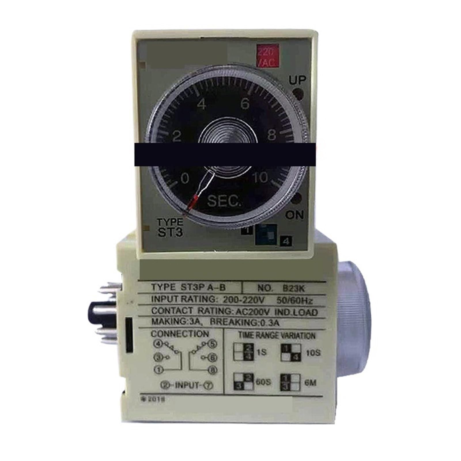 LTRAJUYNH 5pcs ST3P A-A A-B Timer Relay with Base 24VDC or 220VAC(ST3P 24VDC)