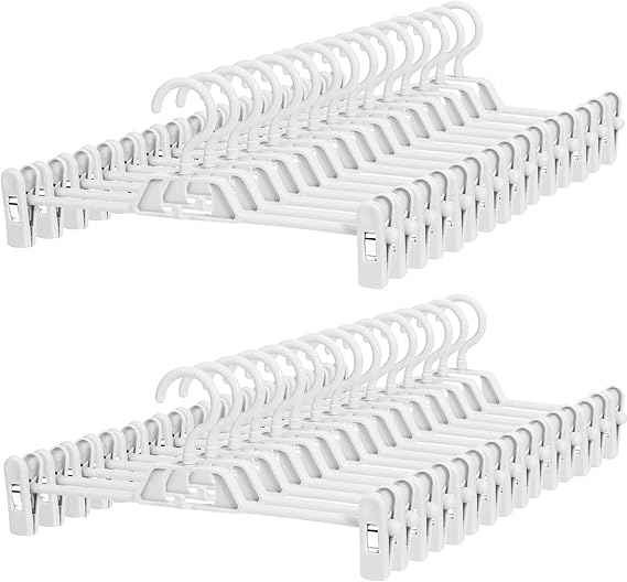 30 Pack Pants Hangers with Clips POZEAN Plastic Hangers