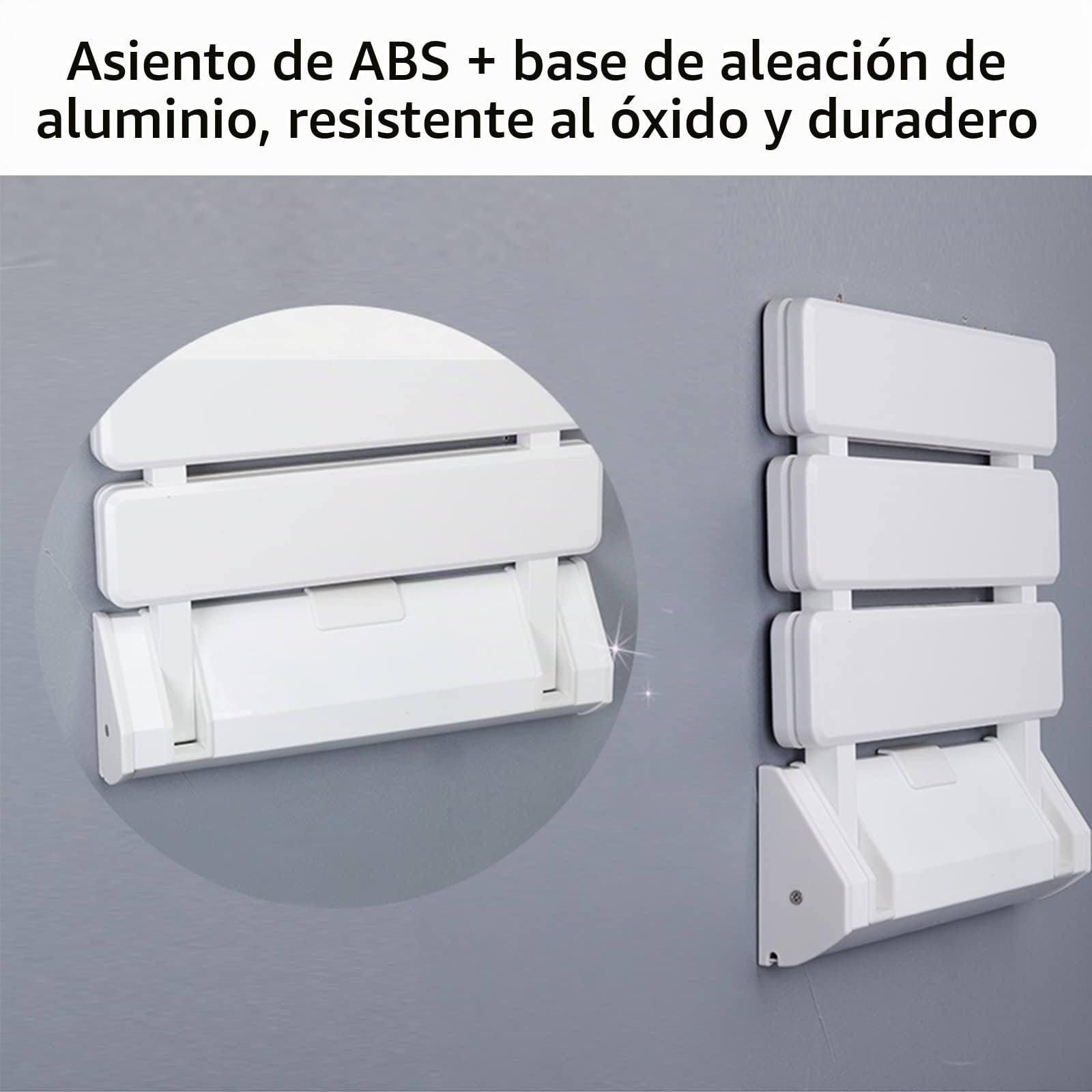 Asiento de Ducha Plegable para baño, Apto para bañera, Asiento De Ducha Montado En La Pared, Silla De Ducha Antideslizante para Ancianos, Discapacitados, Soporta 130kg, Ahorro de Espacio