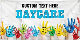 Custom Vinyl Banner Multiple Sizes Daycare #1 Outdoor Advertising Printing P1 Daycare Signs Outdoor Weatherproof Industrial Yard Signs 4 Grommets Personalized Text Here 12x30Inches