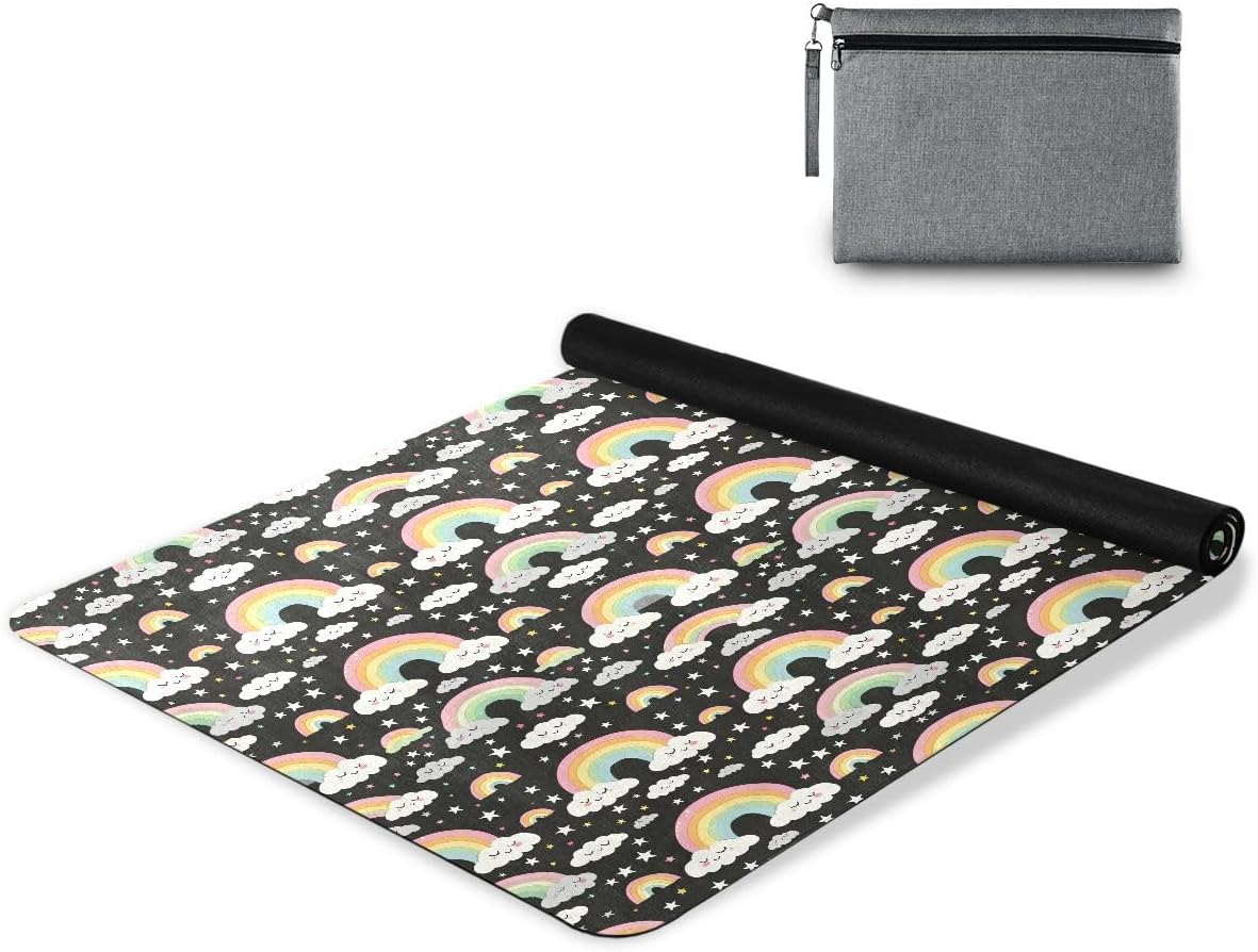 ALAZA Rainbow Star Pattern Yoga Mat Non Slip Fitness Exercise Mat, Workout Mat for Yoga, Pilates and Floor Exercises