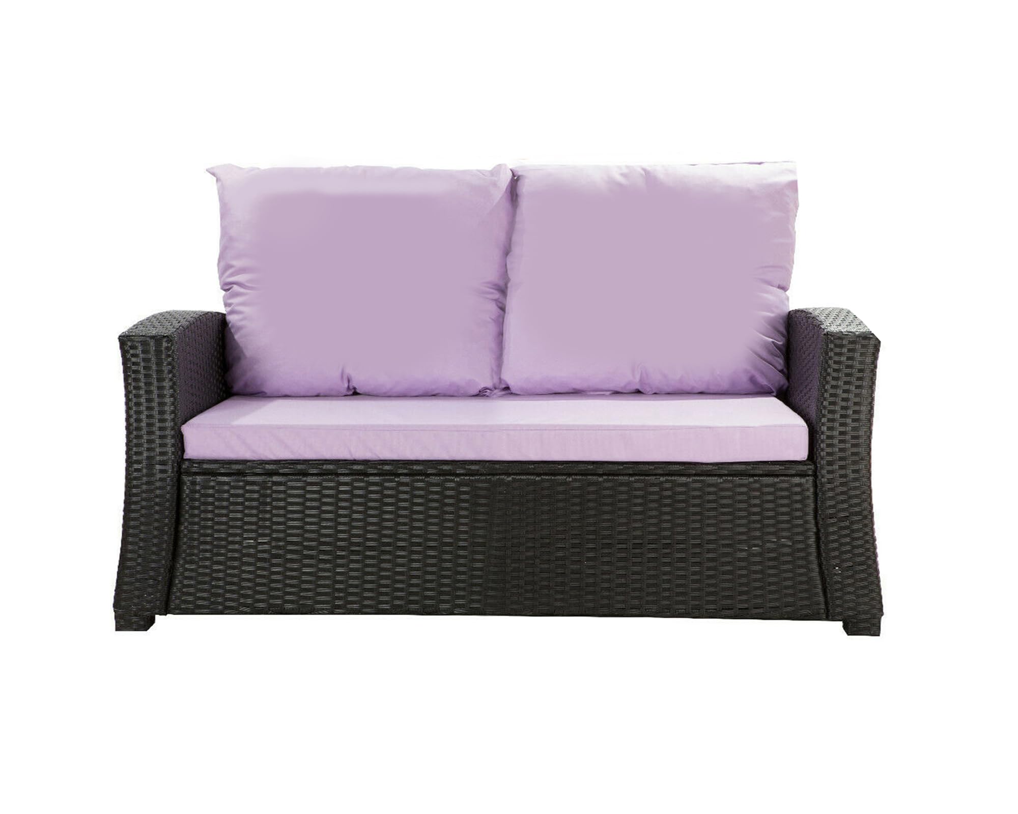 SET Cuscini da Giardino in Rattan 4-5 Posti – Per Divano, Sedia a Dondolo e Salotto, Comodi per Interno ed Esterno, Poliestere - Impermeabile (Viola chiaro, 110x60x50 / 2x 50x56)