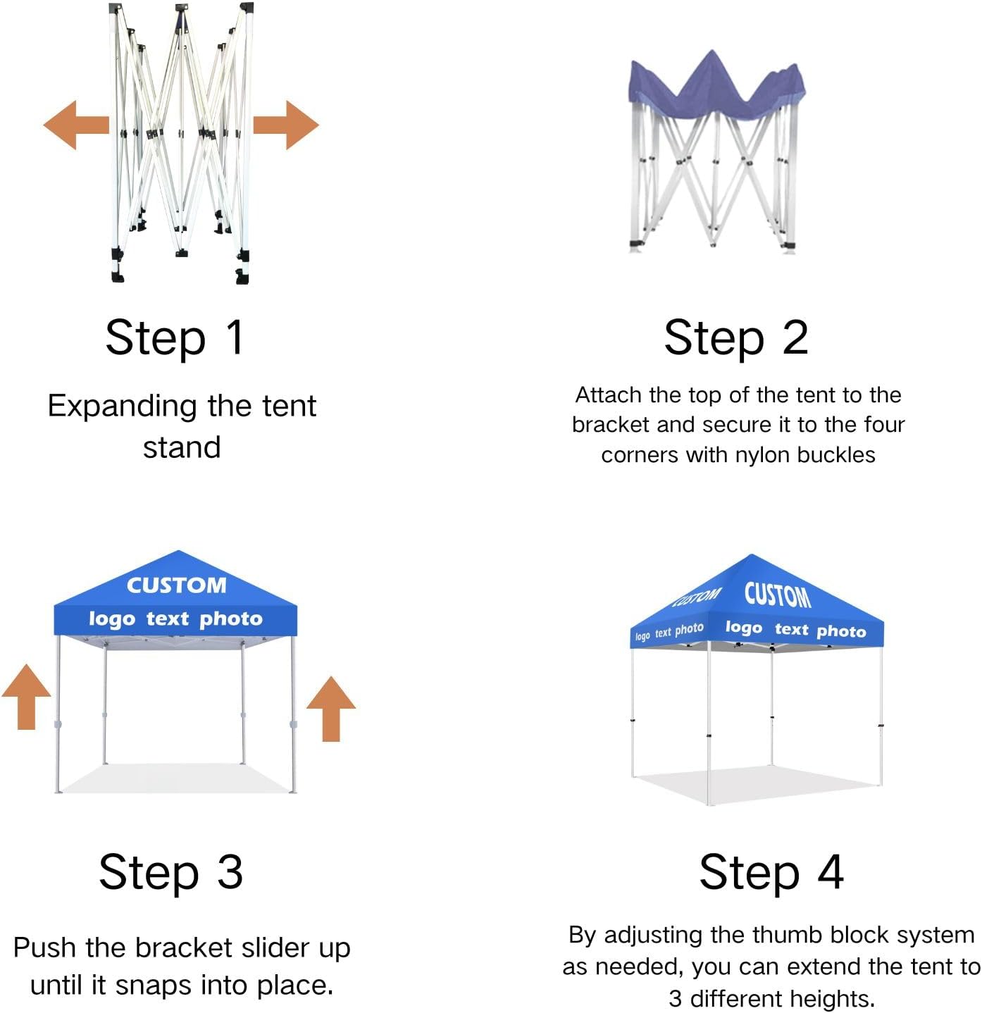 Custom Canopy Tent 10x10 with Logo, Personalized Custom Pop Up Tent for Commercial Events Business Advertising Outdoor Events (Canopy 10 * 10 ft)