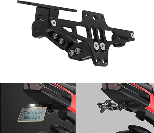 Miniatura 4 de Twilight Garage Kit de eliminación de guardabarros de soporte de matrícula de motocicleta de aluminio con luz LED Cola universal de motocicleta