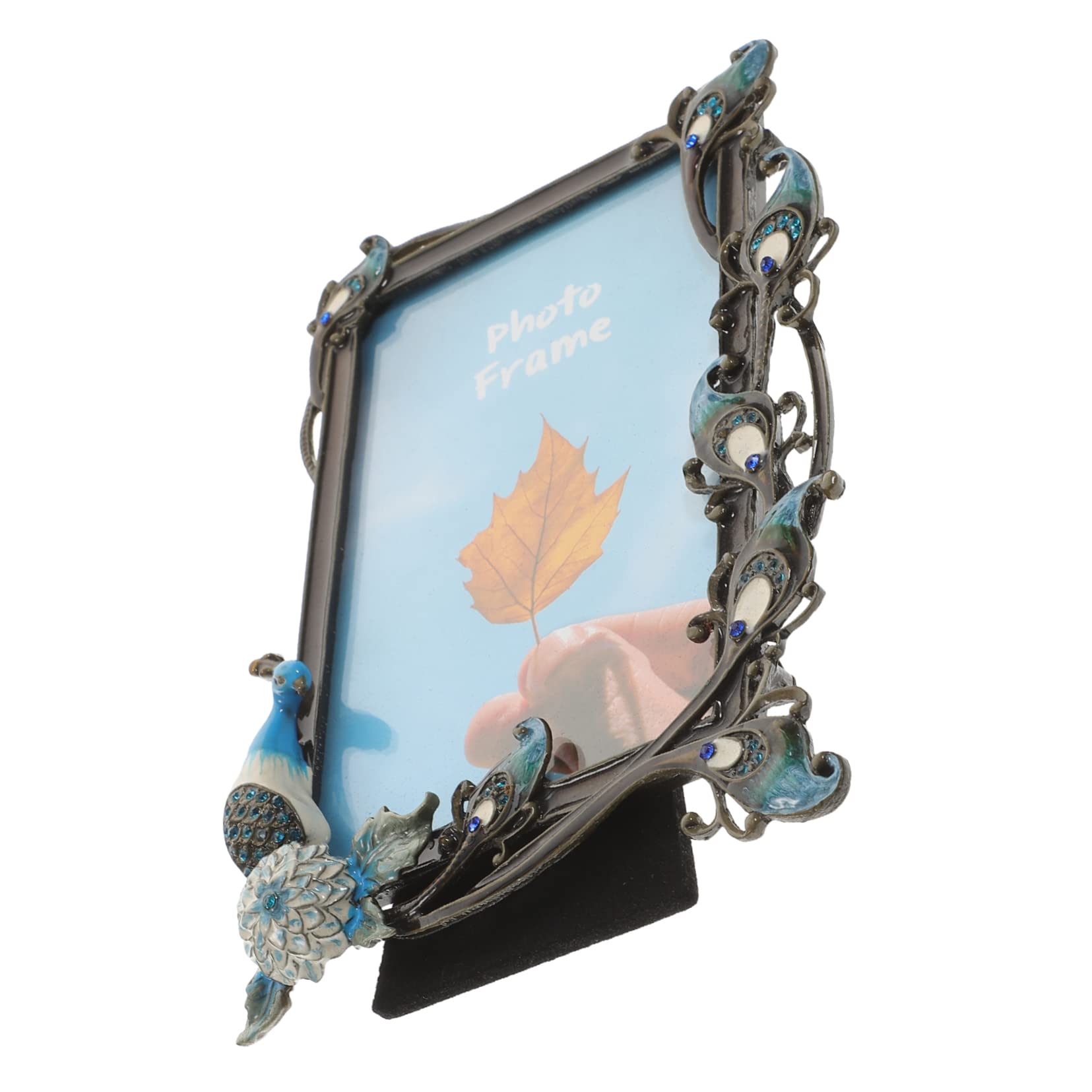 Cadre photo paon vintage pour embellir votre salon et bureau 4x6