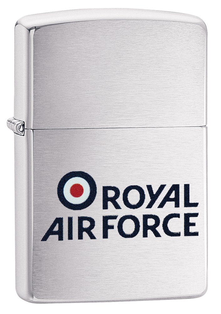 Zippo Unisex Brushed Chrome Royal Air Force Logo Windproof Pocket Lighter - One Size