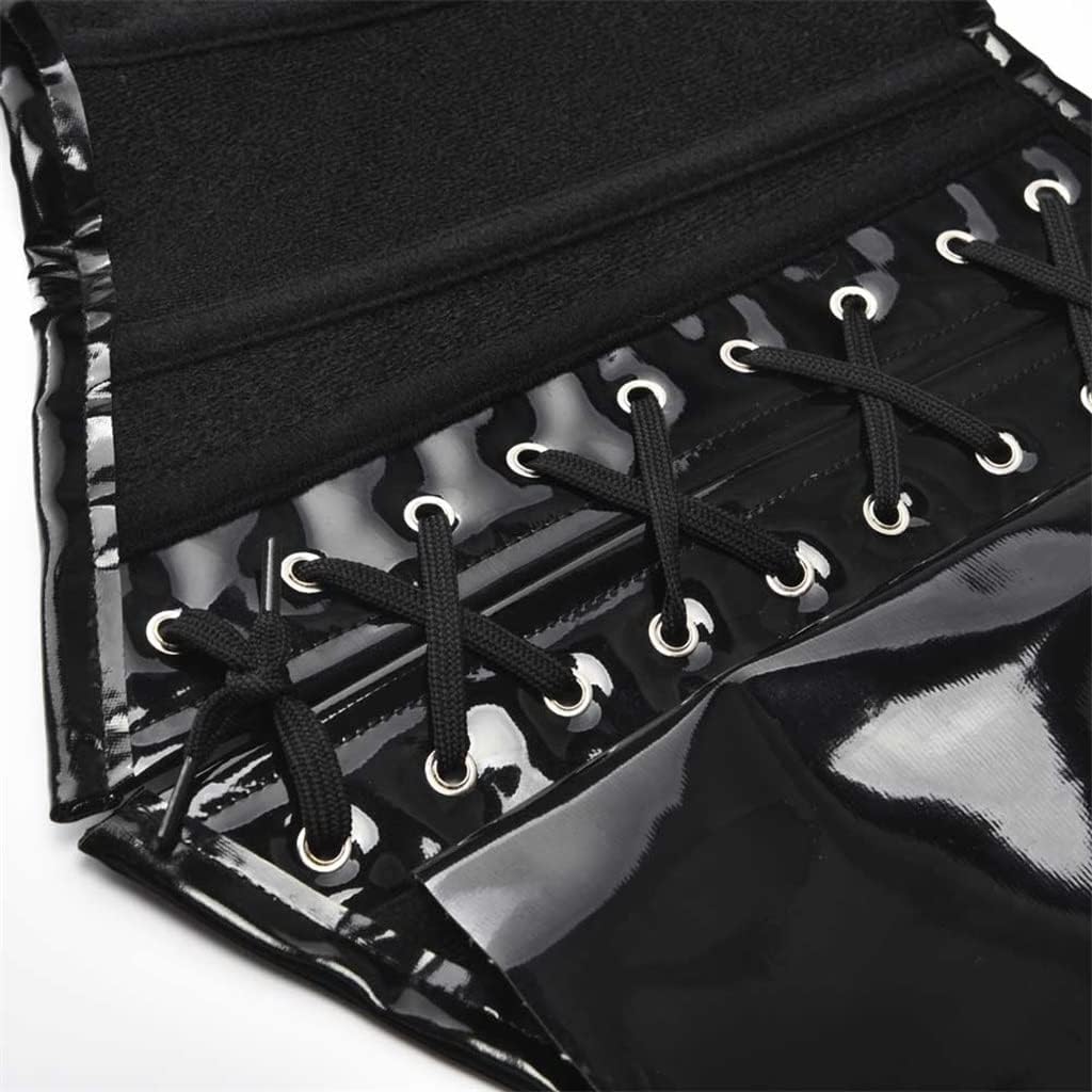 Steampunk Black Leather Zipper Corset for Women Gothic Waist Trainer Bustiers Burlesque Ladies
