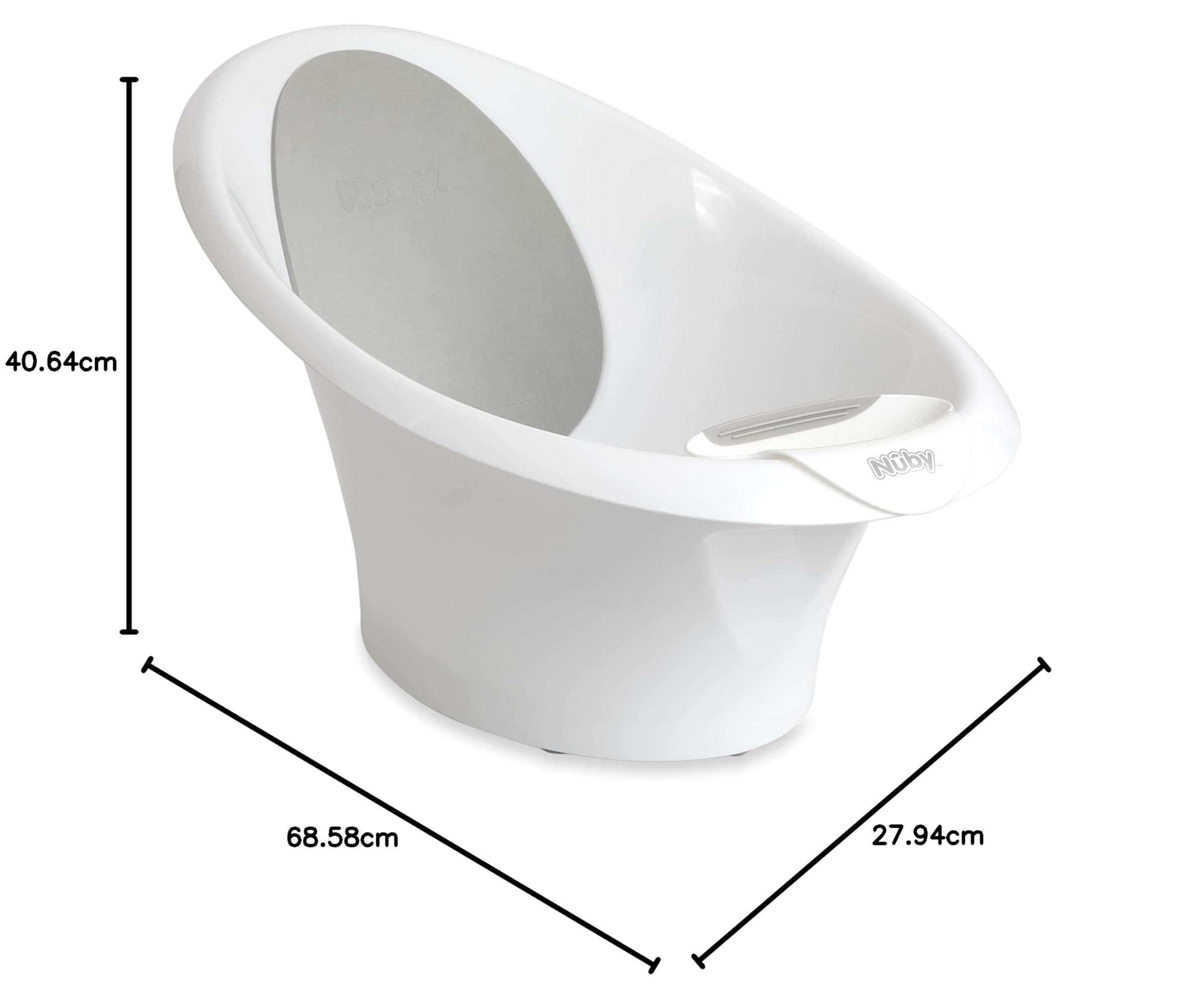 Nuby Sit Me Up - Bañera para bebé con protuberancia antideslizante integrada y reposacabezas suave, asiento de bañera, soporte para sentarse, adecuado a partir de 0 a 12 meses, taza de lavado y tapón