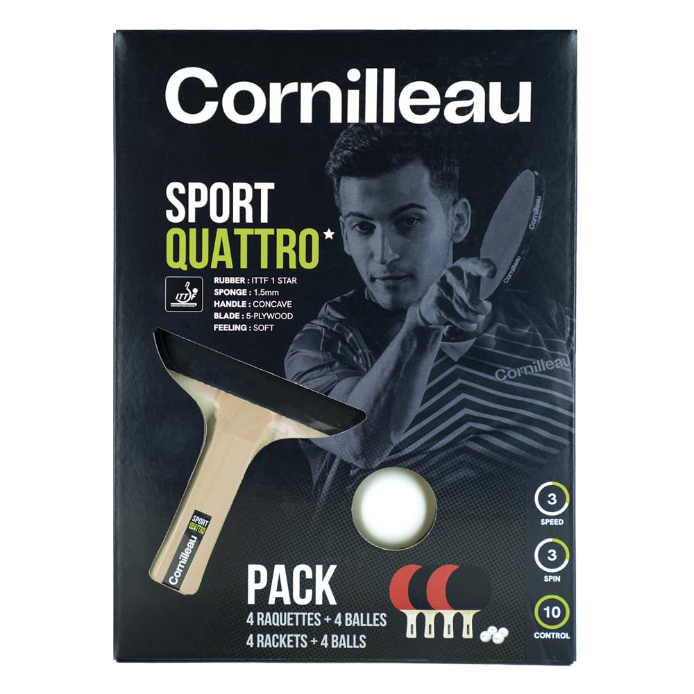 Cornilleau Raquette de Tennis de Table Sport Pack Quattro Noir