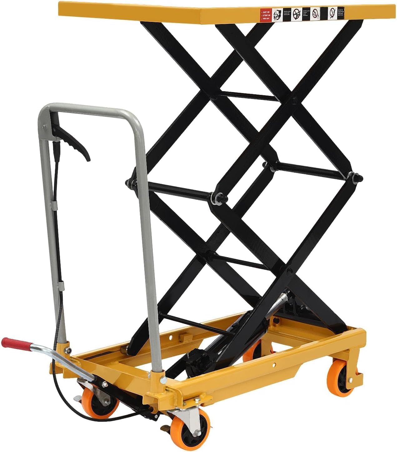 Hydraulic Lift Table Cart, 770lbs Load Capacity 51" Lifting Height with 4 Wheels and Non-Slip Pad, Hydraulic Scissor Cart for Material Handling Transportation