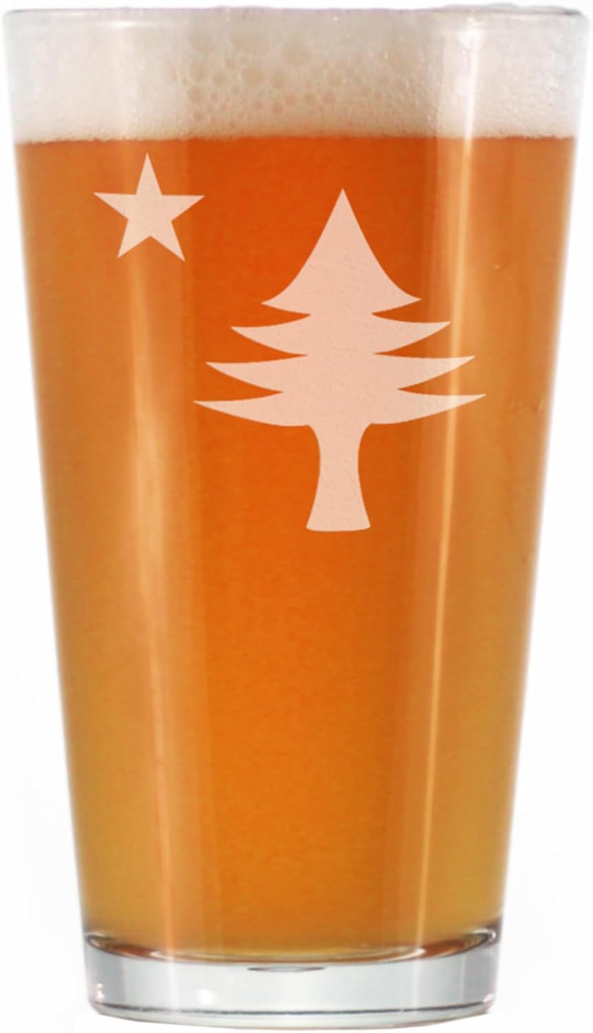 Bevvee Old Maine Flag Pint Glass for Beer - Original 1901 State of Maine Flag Gifts for Women & Men Mainers - Set of 2-16 Oz Pint Glasses
