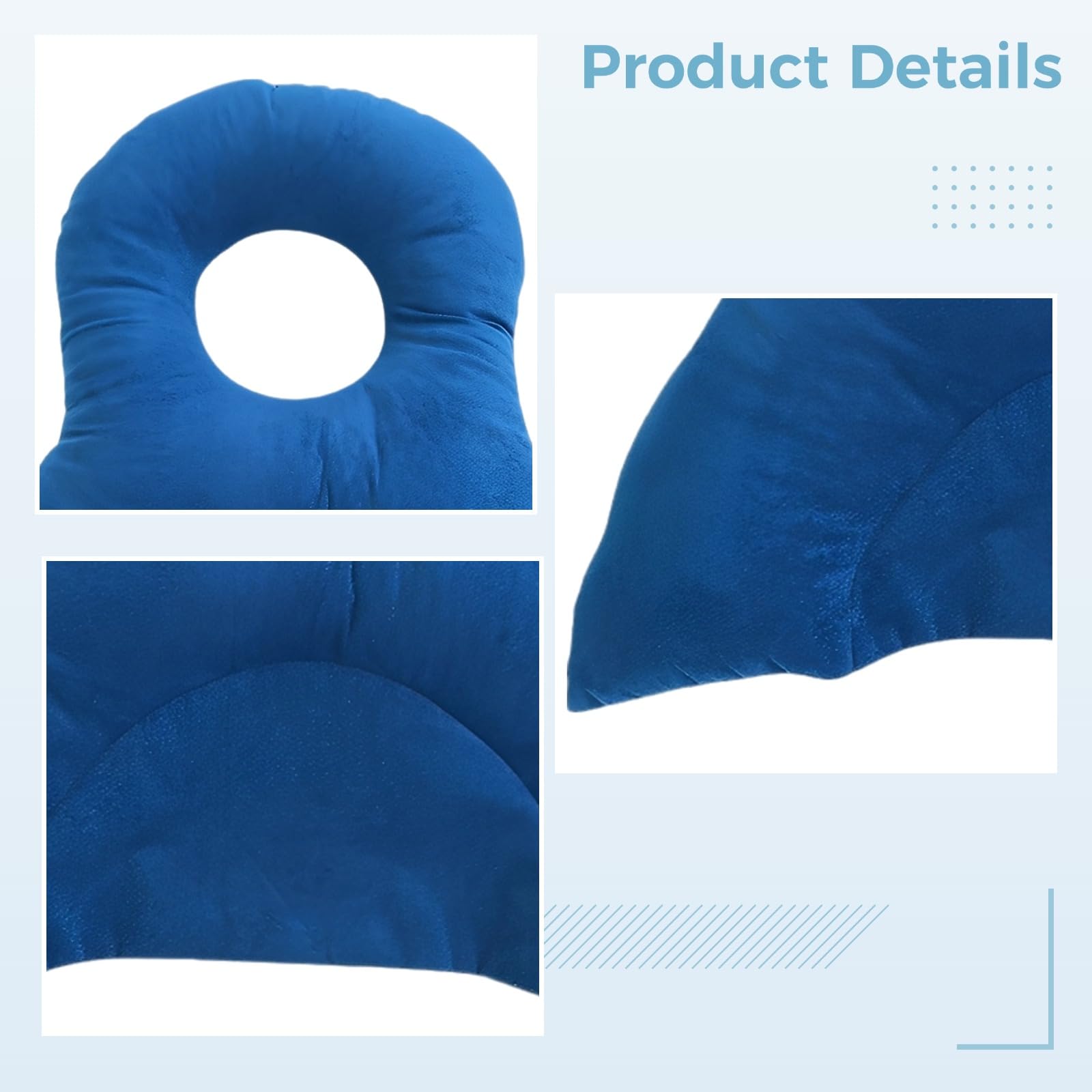 Generisch Bauchlage-Kissen, ergonomisches Stützkissen mit breiter Augenöffnung für Gesichtskomfort, weiches Fasermaterial, blau
