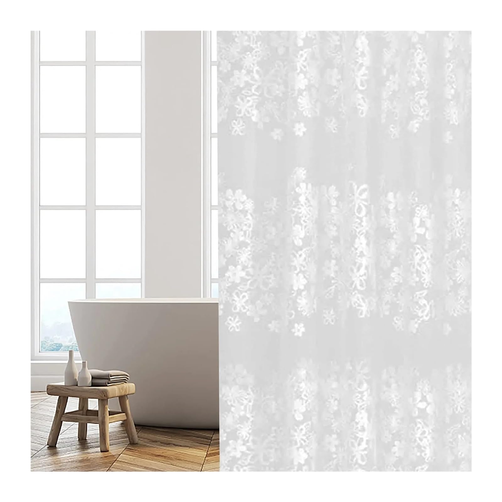 QHMMDCN Shower Curtain Shower Curtain 180 X 200 Semi Transparent, PEVA Waterproof, Semi Transparen