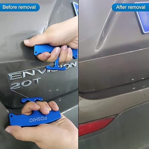 Miniatura 6 de FOSHIO PlateLine - Removedor de emblemas de aleación de aluminio para automóvil, con 3 cables PE adicionales de 22.3 pulgadas para instalación de
