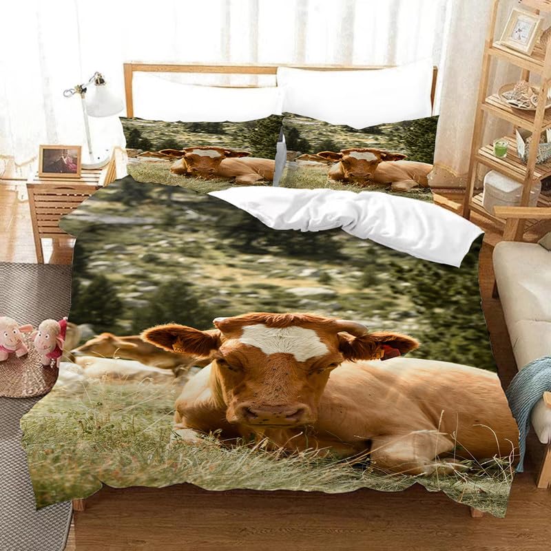 Housse de couette 90x190 cadeau personnalisé motif bovins verts rigolos