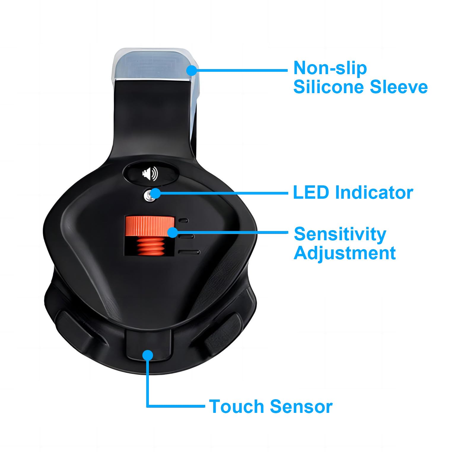 Mengshen Indicateur de touche de pêche, sonnerie d'alerte électronique avec son et lumière sensibilité du volume réglable à clipser sur la canne à pêche