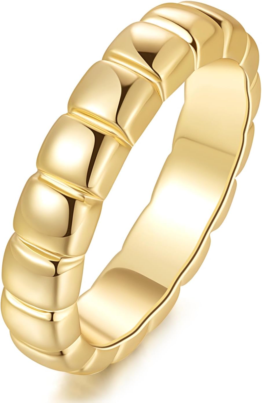 14K Gold Rings for Women Non Tarnish Chunky Square Interspaced Womens Gold Rings 5-9