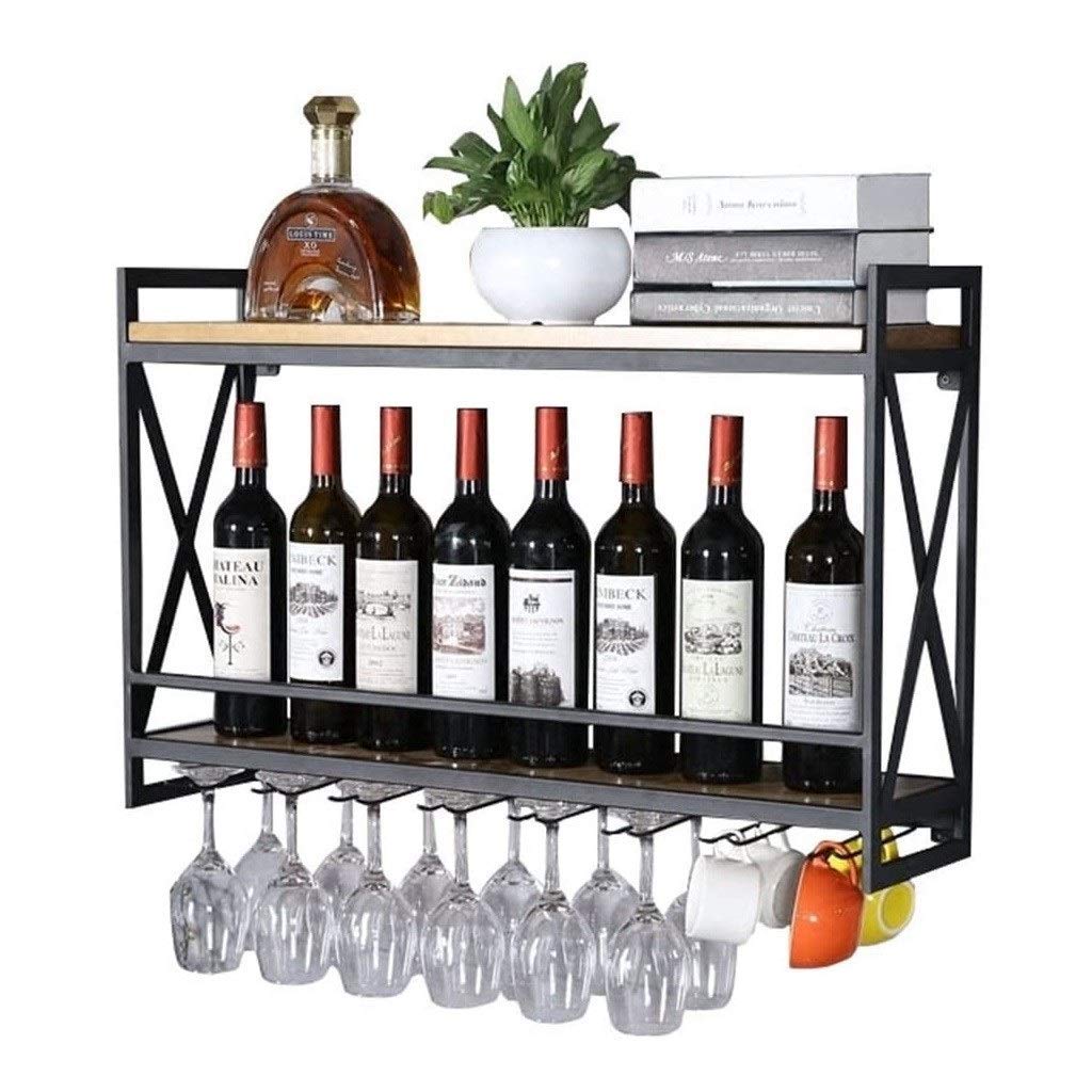 Support mural pour bouteille de vin étagère bois métal 18 bouteilles