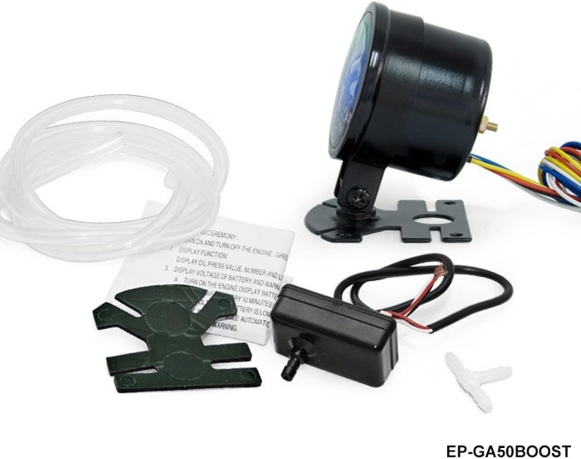 Racing 2" 52mm Digital Color Analog LED PSI/BAR Turbo Boost Gauge Meter With Sensor Monitor Racing Gauge EP-GA50BOOST