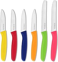 Classic Vegetable Knife Set, 6 Pieces, Fruit Knife, Serrated Paring Knife, Tomato Knife, Sharp Stainless Steel Blade, Multicoloured, Dishwasher Safe