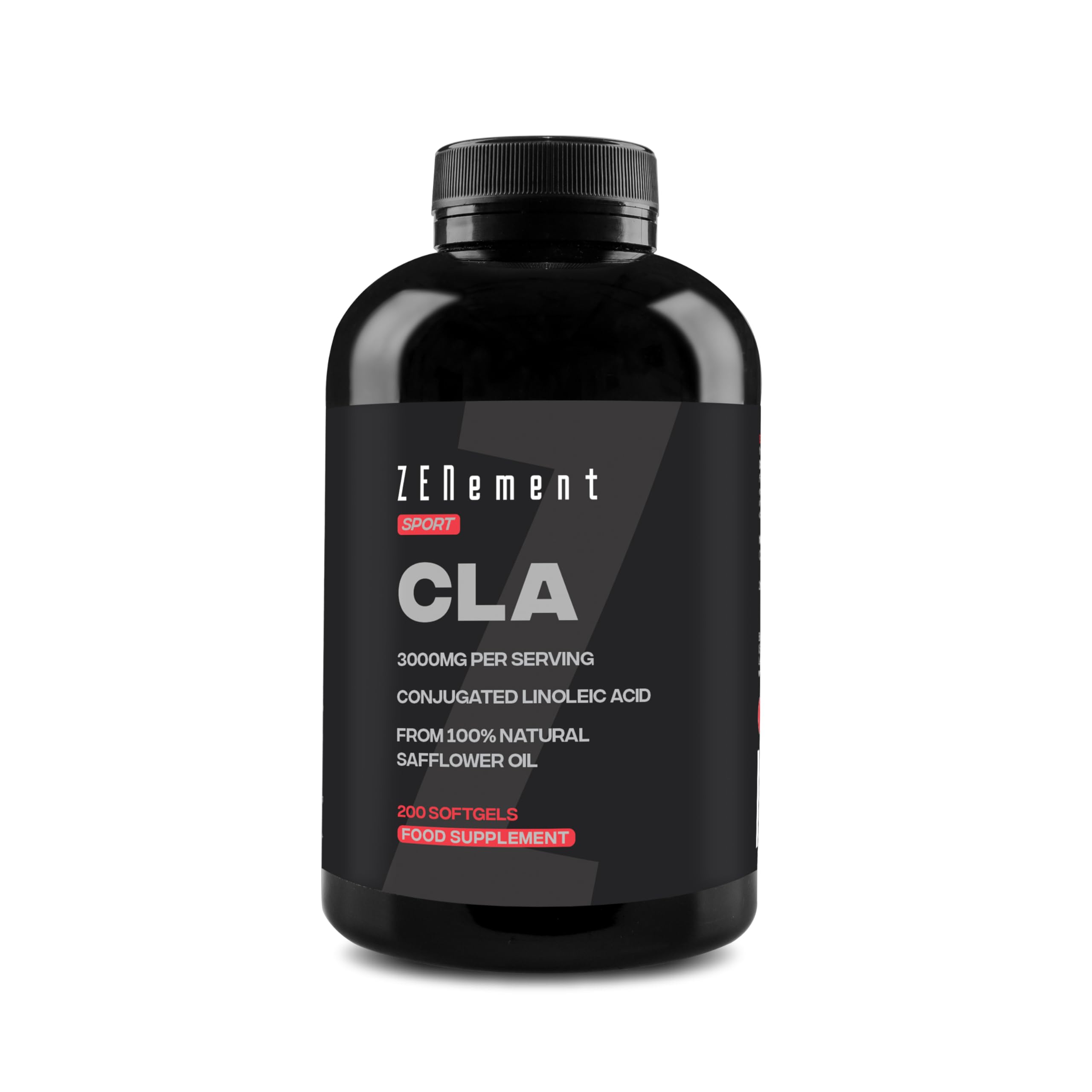 CLA Conjugated Linoleic Acid 3000 mg per Dose – 200 Easy‑Absorb Softgel Capsules from Safflower Oil 80 % (2‑Month Supply) – Sports Supplement – High Concentration – Zenement