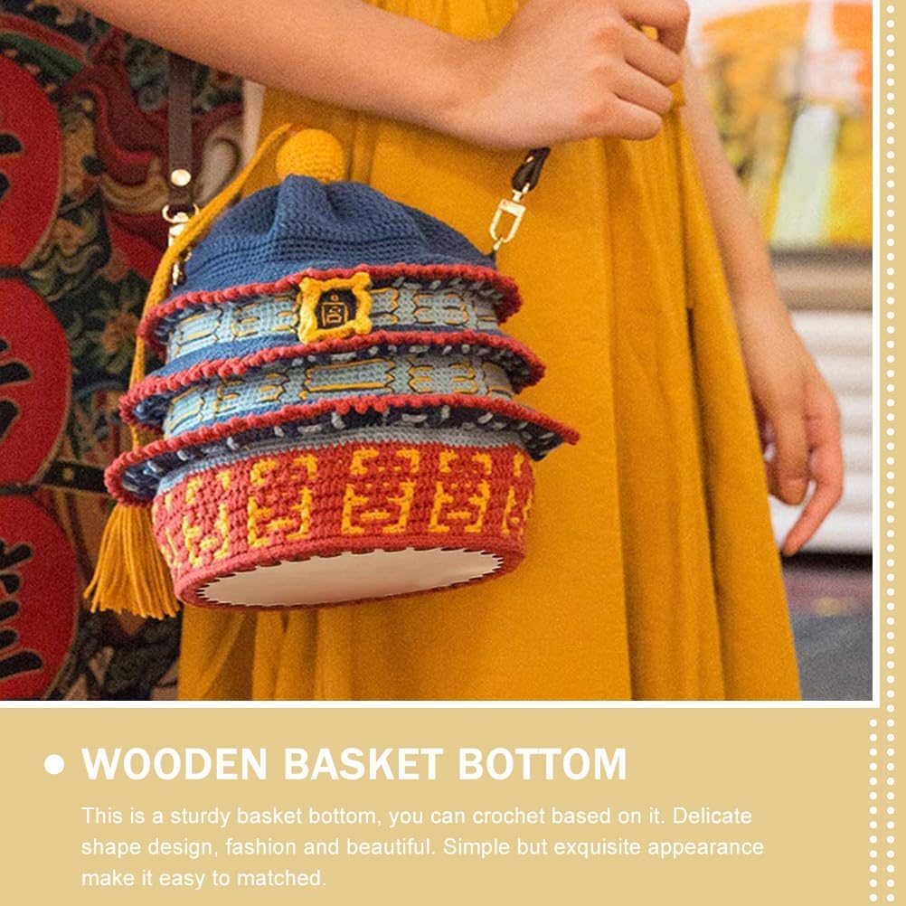 Crochet Accessories 5pcs Wooden Crochet Bag Bottom Round Circle Crochet Basket Wood Base Blank Wooden Basket Bottoms Shaper for DIY Basket Weaving Crochet Supplies