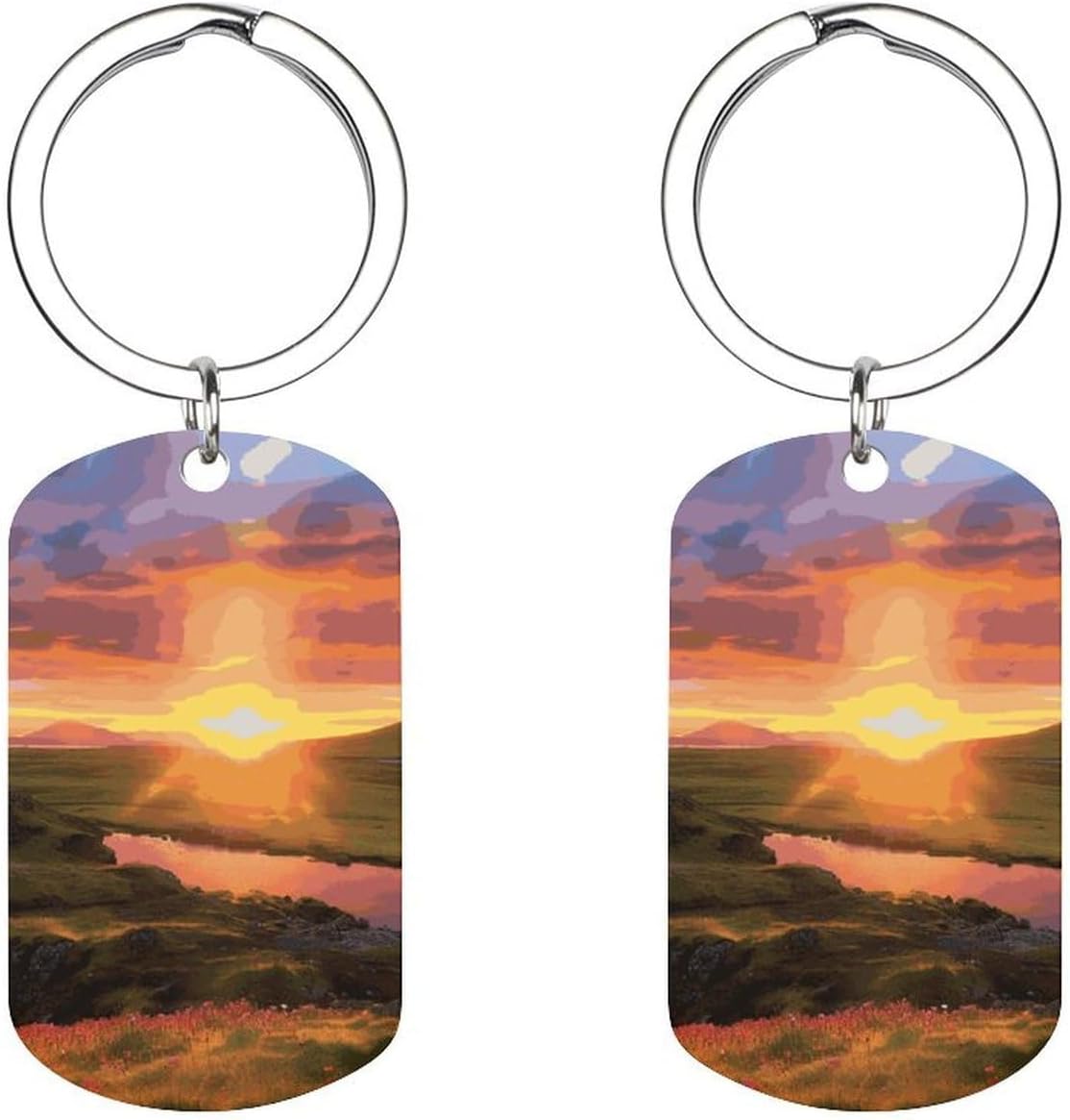 Metal Key Holder Exquisite Prints Fashion Family Key Tag with Key Ring