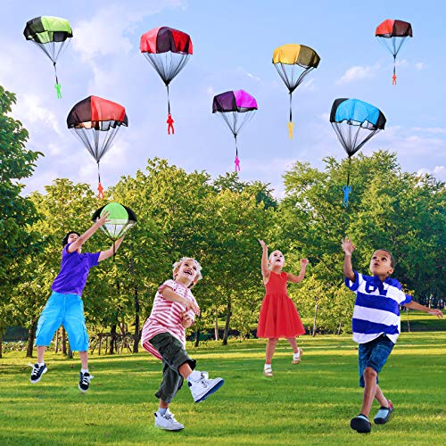 image for Sratte 12 Pieces Parachute Toy Hand Throw Flying Toys Parachute Men To