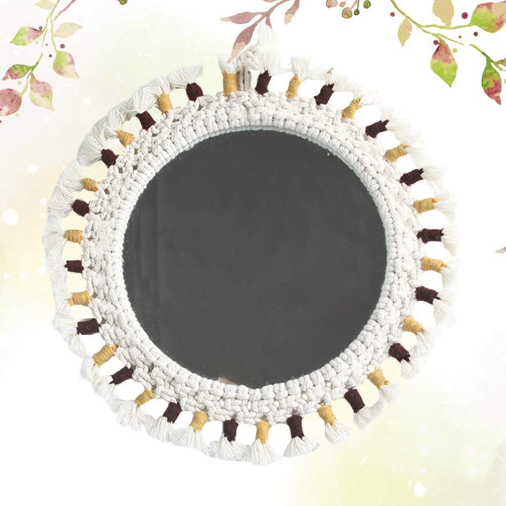 Espejo de maquillaje de mano. Espejo de pared nórdico decorativo redondo colgante espejo de maquillaje cosmético vidrio de afeitar decoración del hogar for salón baño encimera tocador (plata)