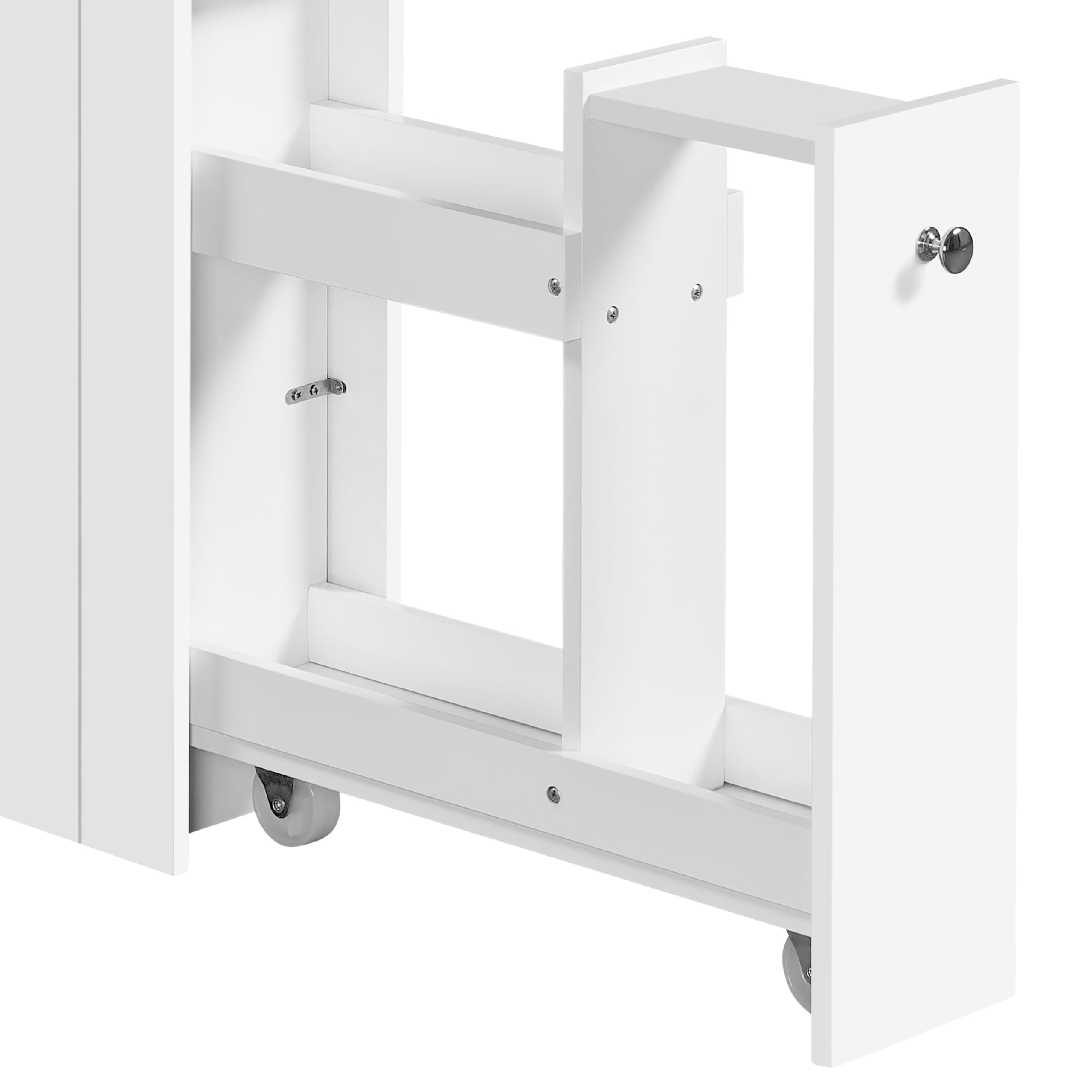 Yaheetech Nischenregal Badezimmerschrank, Schmaler Beistellschrank Badschrank mit Schubladen und Rollen, Unterschrank für Toilettenpapier, Weiß