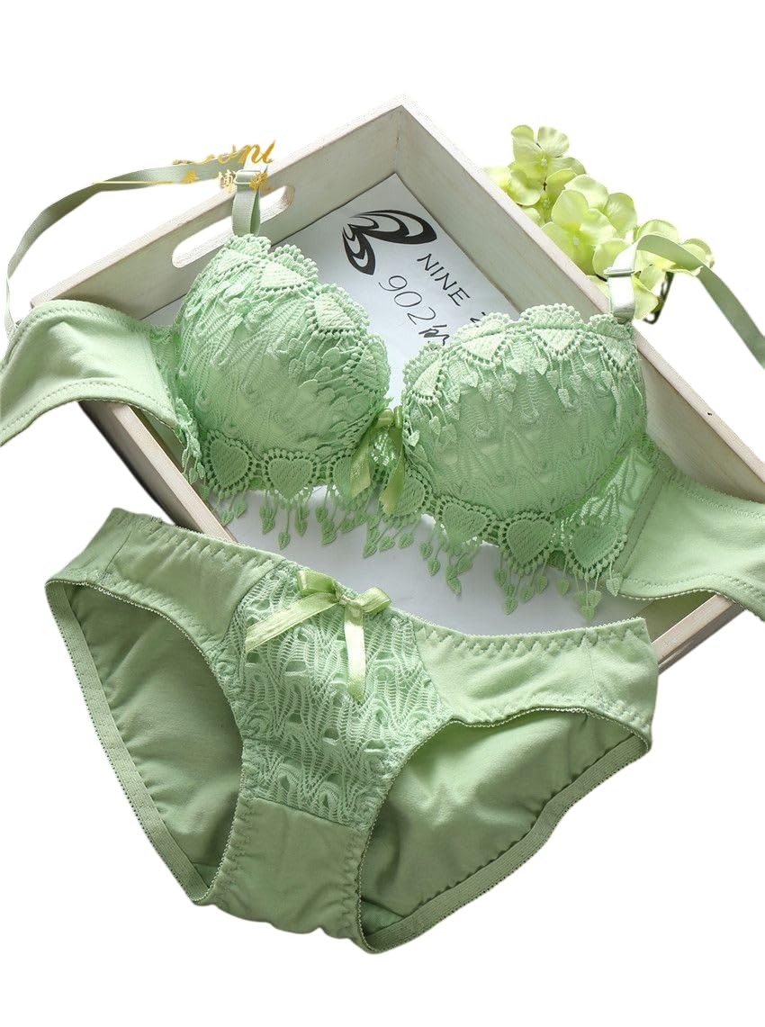 Women's Cotton Blend Self Design Padded Bra and Panty Set | Comfortable Innerwear for Women (Pack of 1)-image-11