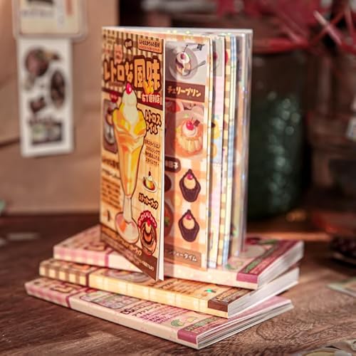 Ephyrosa Japanese Desserts Sticker Book - 60 Sheets Pudding Shop & Apple Flavor Themes with Cute Sushi Ramen Kawaii Designs for Scrapbooking Journaling DIY Crafts Planner Decoration
