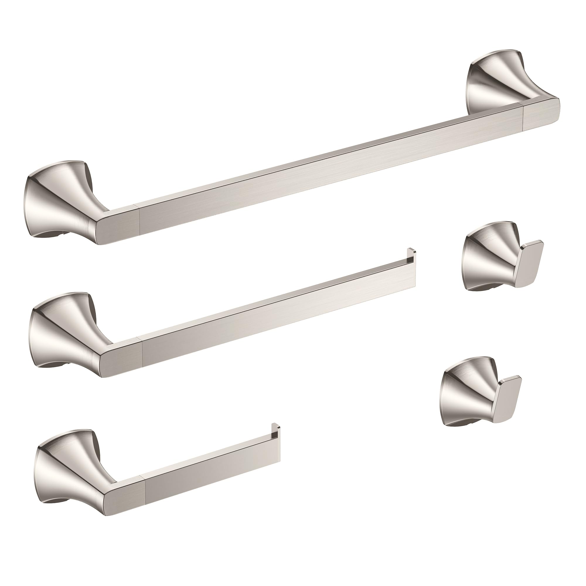 Amazon.com: Brushed Nickel 5-Pieces Bathroom Hardware Set, Wall Mounted ...