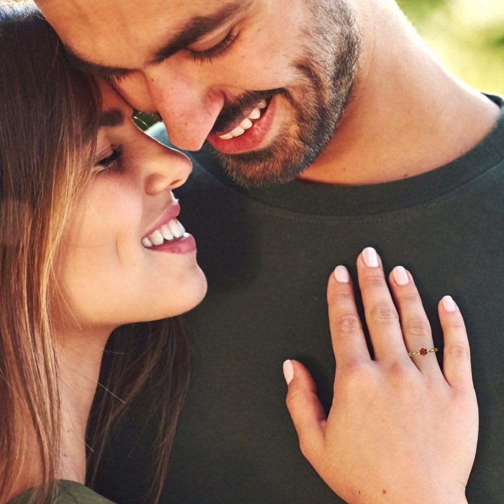 Clara Pucci 0.5 cttw Garnet 14K Yellow Gold Solitaire Ring for Women - Cocktail Statement Fashion Jewelry Gift (5.0mm, Round Cut) - Image 5