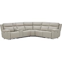 Leather Values Sterling Dual Power Sectional in Smoke Leather