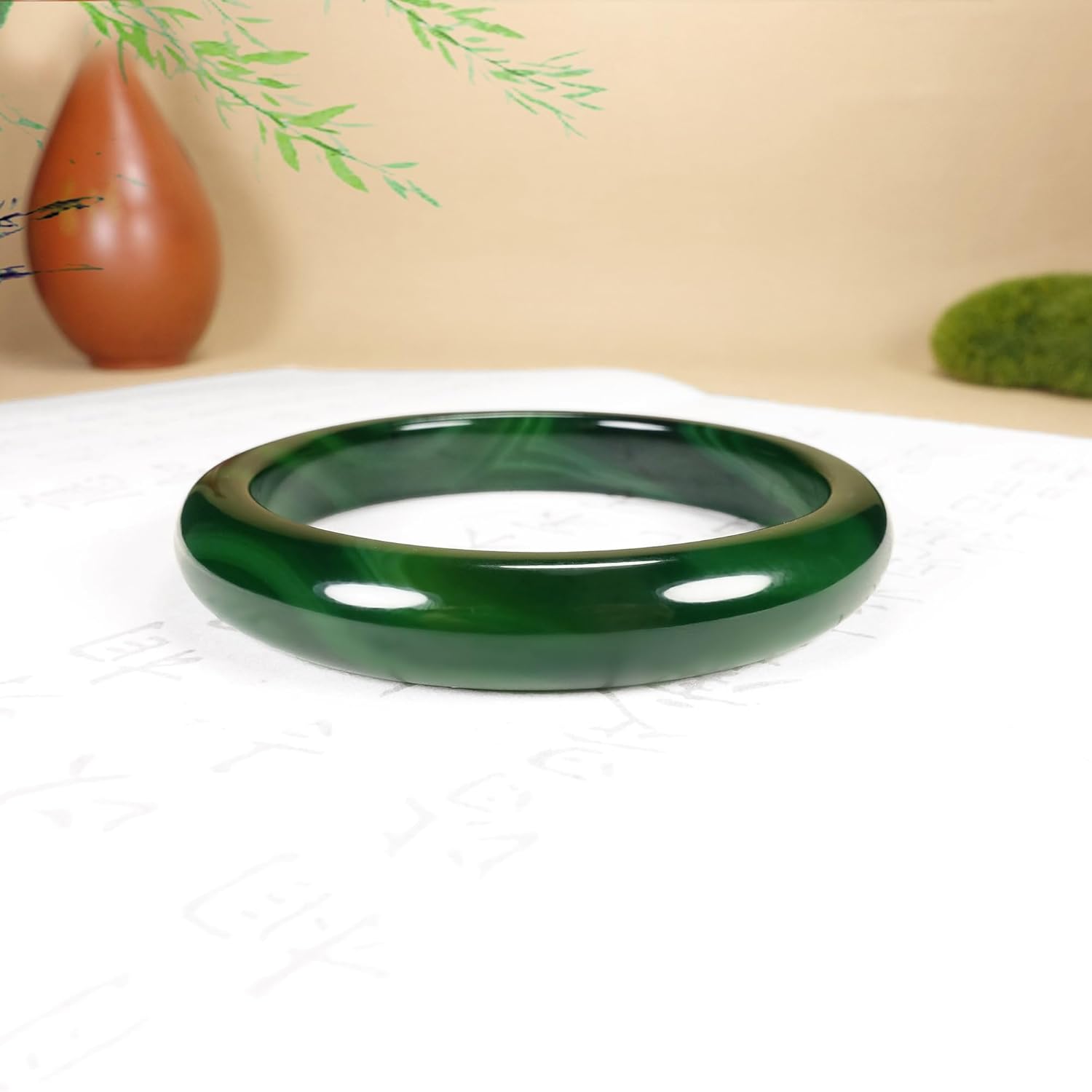 Natural Green Jade Bangle Bracelet for Women Real Handmade Bracelets, Christmas Gifts for Women - Image 2