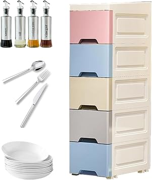 Storage Cabinet for Small Spaces Large Capacity 5-Tier Drawer, Vertical
