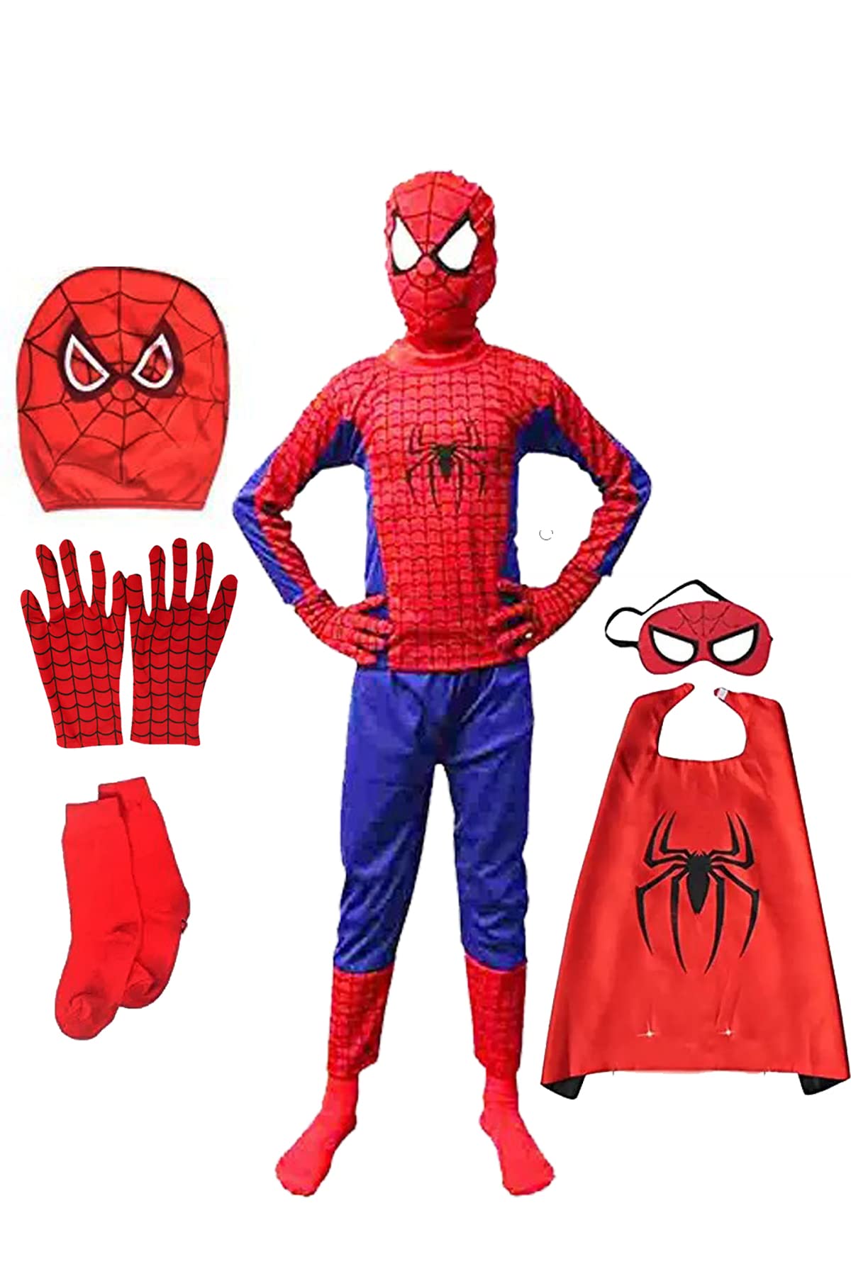 FANY Superhero Costume for kids| Full Set (tshirt, trouser, mask, gloves, socks, backshowl)
