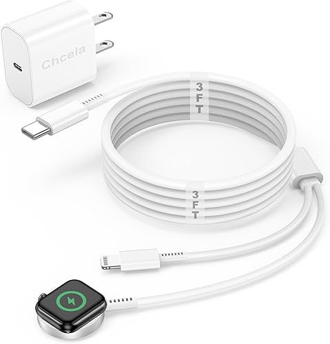 Miniatura 1 de Cargador de Apple Watch, cargador USB C 2 en 1 para iWatch y iPhone, cable de carga rápida de 3 pies con cargador de pared rápido de 20 W para Apple