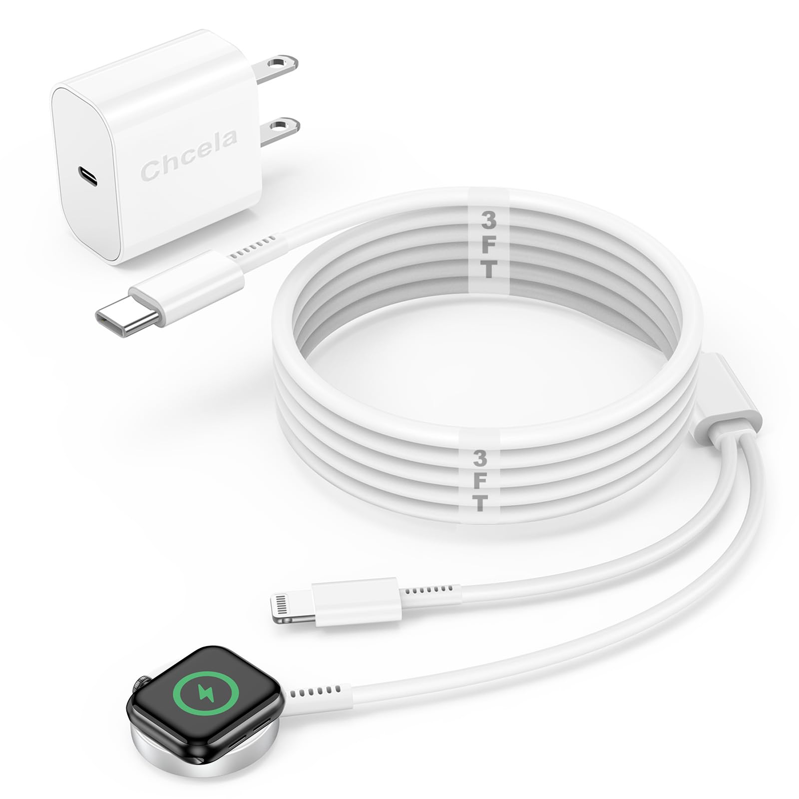 ???????????????? ???????????????????????????????? Apple Watch Charger,2-in-1 USB C Charger for iWatch & iPhone,3FT Fast Charging Cable with 20W Fast Wall Charger for Apple Watch Series 8/7/6/5/SE & iPhone14/13/12/AirPods