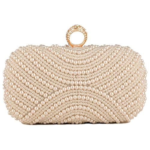 Auuvynx Pearl Clutch Purses for Women Party Wallet Handbag Evening Clutch Bag - Elegant Crossbody Purse for Parties and Formal Events (Champagne)