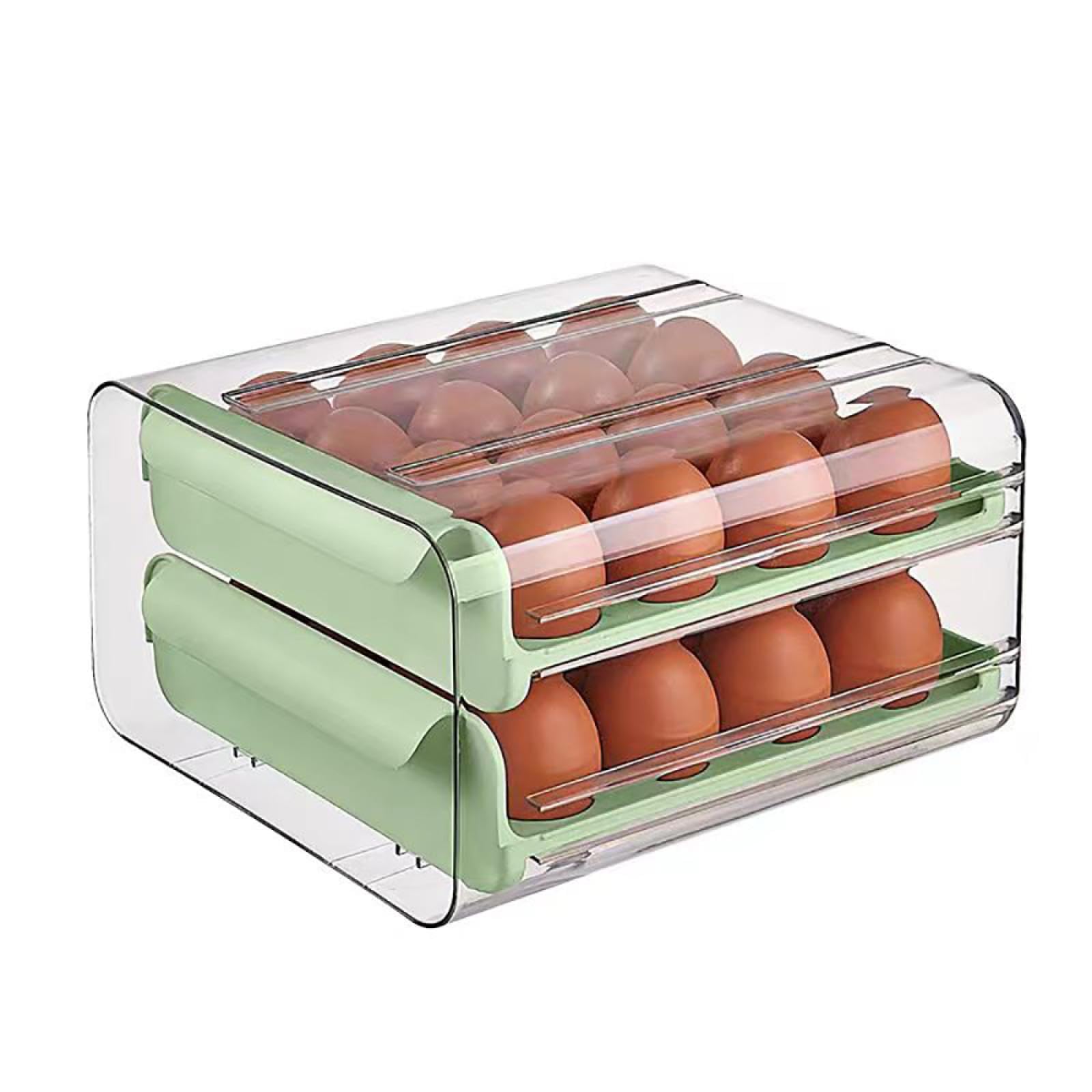 Caja de Almacenamiento de Huevos de Doble Capa,Soporte para Huevos para refrigerador,Almacenamiento de Huevos para encimera,Organizador de Huevos,Dispensador de Huevos para refrigerador