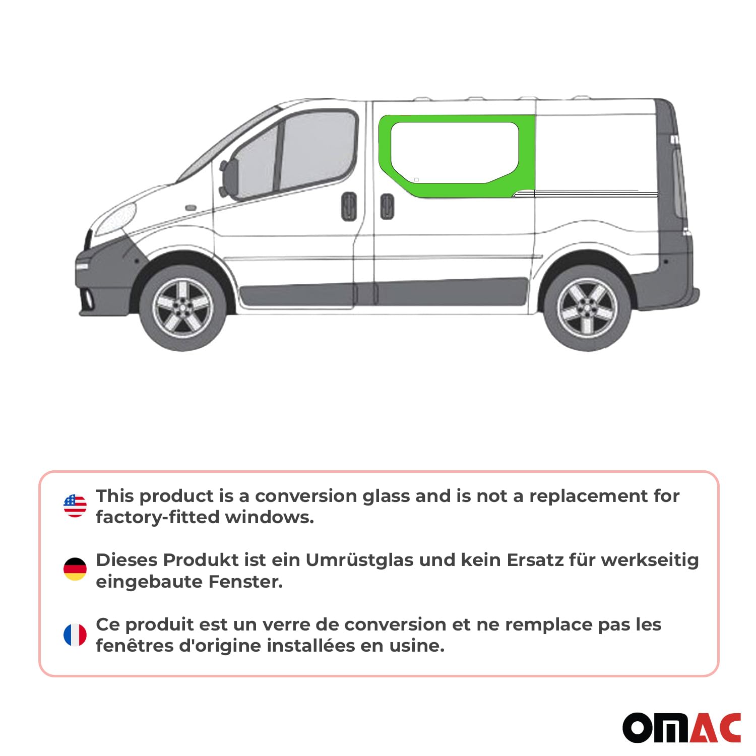 Seitenfenster Auto Fenster kompatibel mit Opel Vivaro 2001-2014 Schiebetür Rechts L1 L2 | Auto Schwarz Dunkel Getöntes Glas Privatsphäre und Schutz