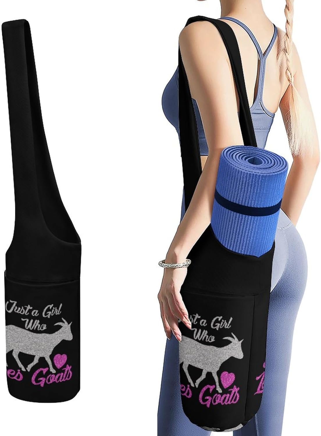 Just A Girl Who Loves Goats Lightweight Yoga Mat Bag with Pockets Portable Canvas Carrying Shoulder Bags for Women Men