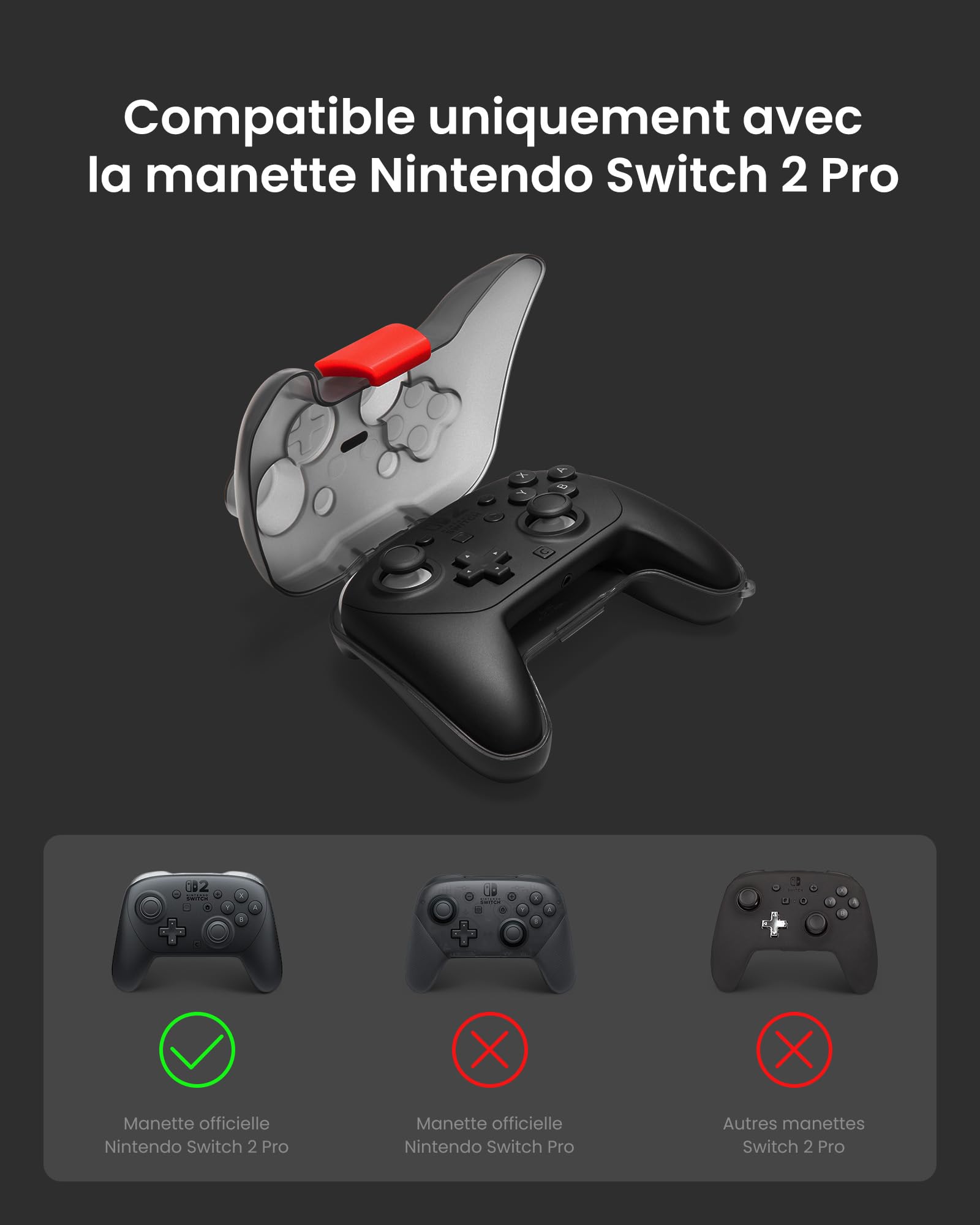 tomtoc Funda para Mando Nintendo Switch 2 Pro Controller, Carcasa Protector rígida para Joystick, Estuche portátil de Viaje, antichoque, antiarañazos, Resistente al Agua
